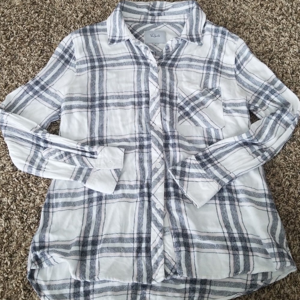 Rails pink white and black plaid button down - Picture 1 of 4